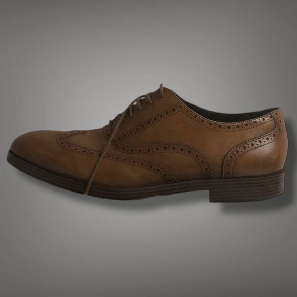 Men\'s Size 13 COLE HAAN Henry Grand Wingtip British Tan Leather Oxford Shoes EUC